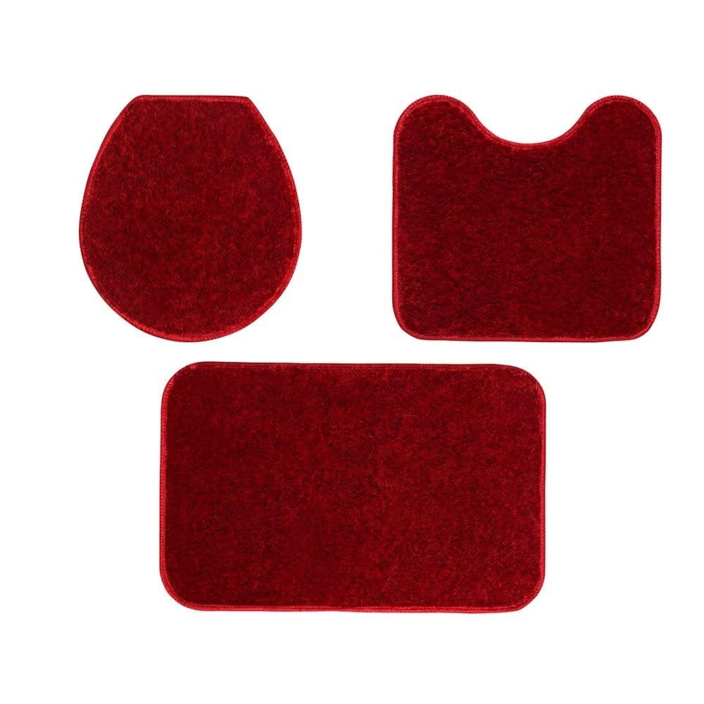 Kit Jogo de Banheiro 3 Peças Vermelho Shaggy Ornare Sultan