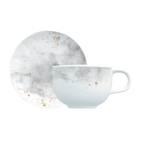 Conjunto De Xícaras Para Café Com Pires Em Porcelana Nuvens Com 12 Peças 100ml Germer