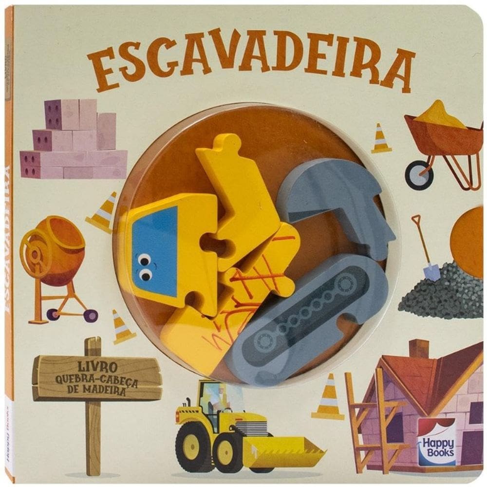 Livro Quebra-cabeca de Madeira: Escavadeira