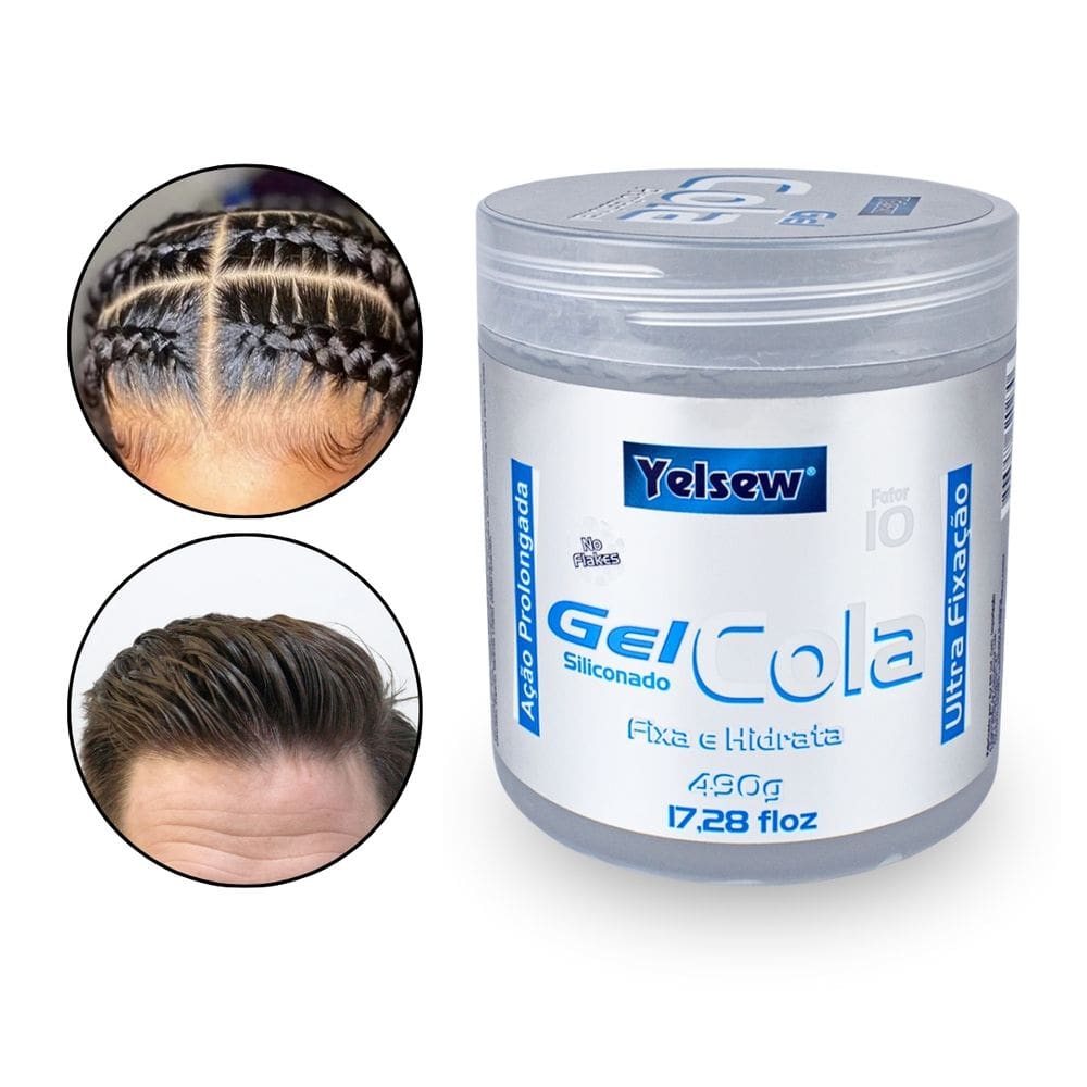 Gel Cola Siliconado Incolor Ultra Fixação Cabelo 490g Yelsew