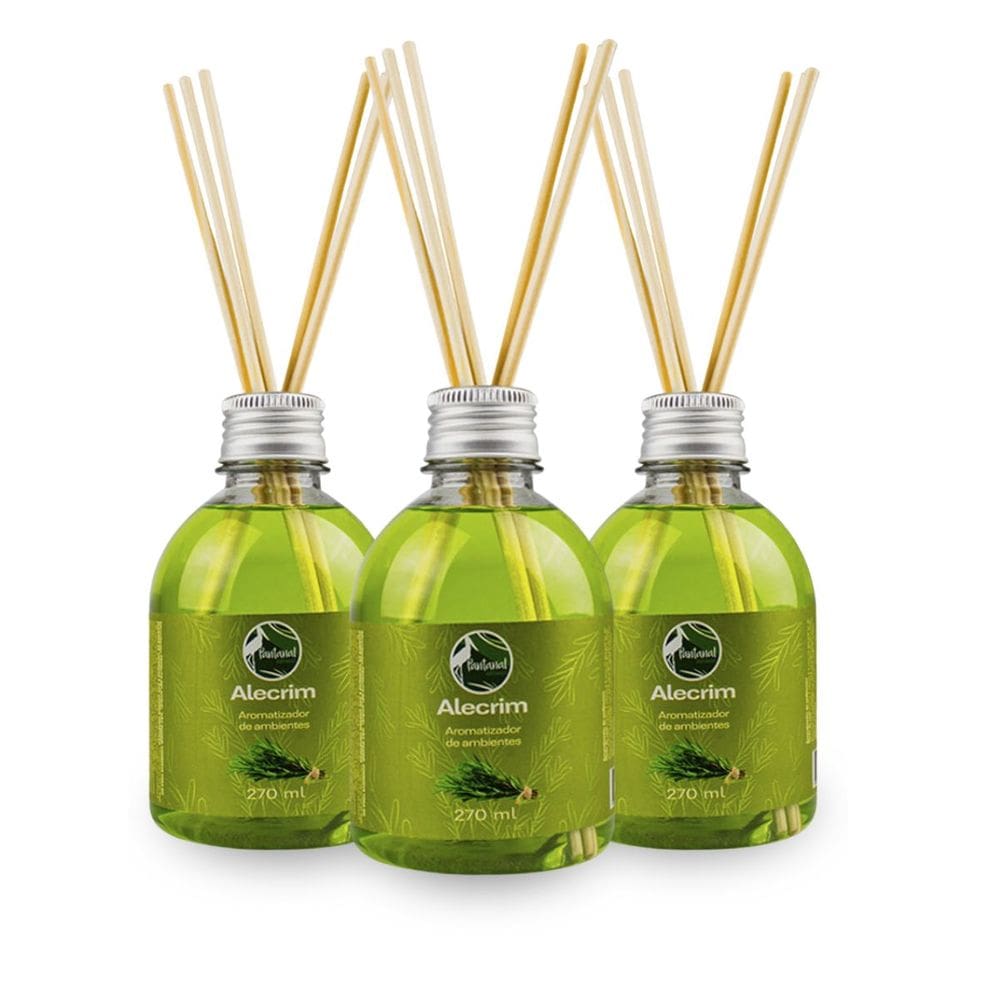 Kit 3 Aromatizador Ambientes Alecrim Pantanal Aromas 270ml