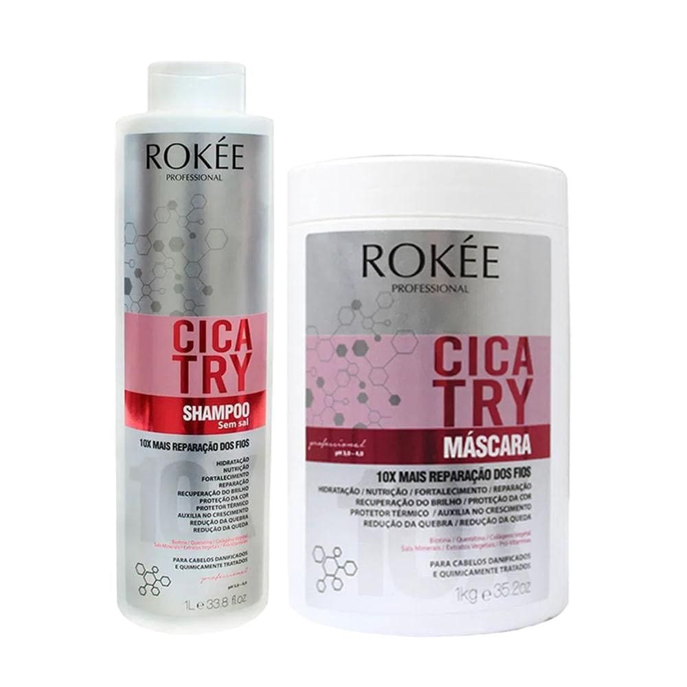 Kit ROKÉE Shampoo 1L + Máscara 1Kg Cicatry