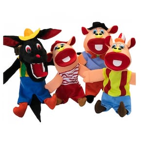 Kit Fantoches Três Porquinhos- 4 Personagens