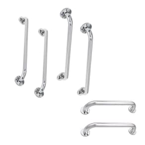 Alça Barra De Apoio Inox 40cm 70cm 80cm6 Unidades Suporte Acessibilidade Idoso Cadeirante Banheiro