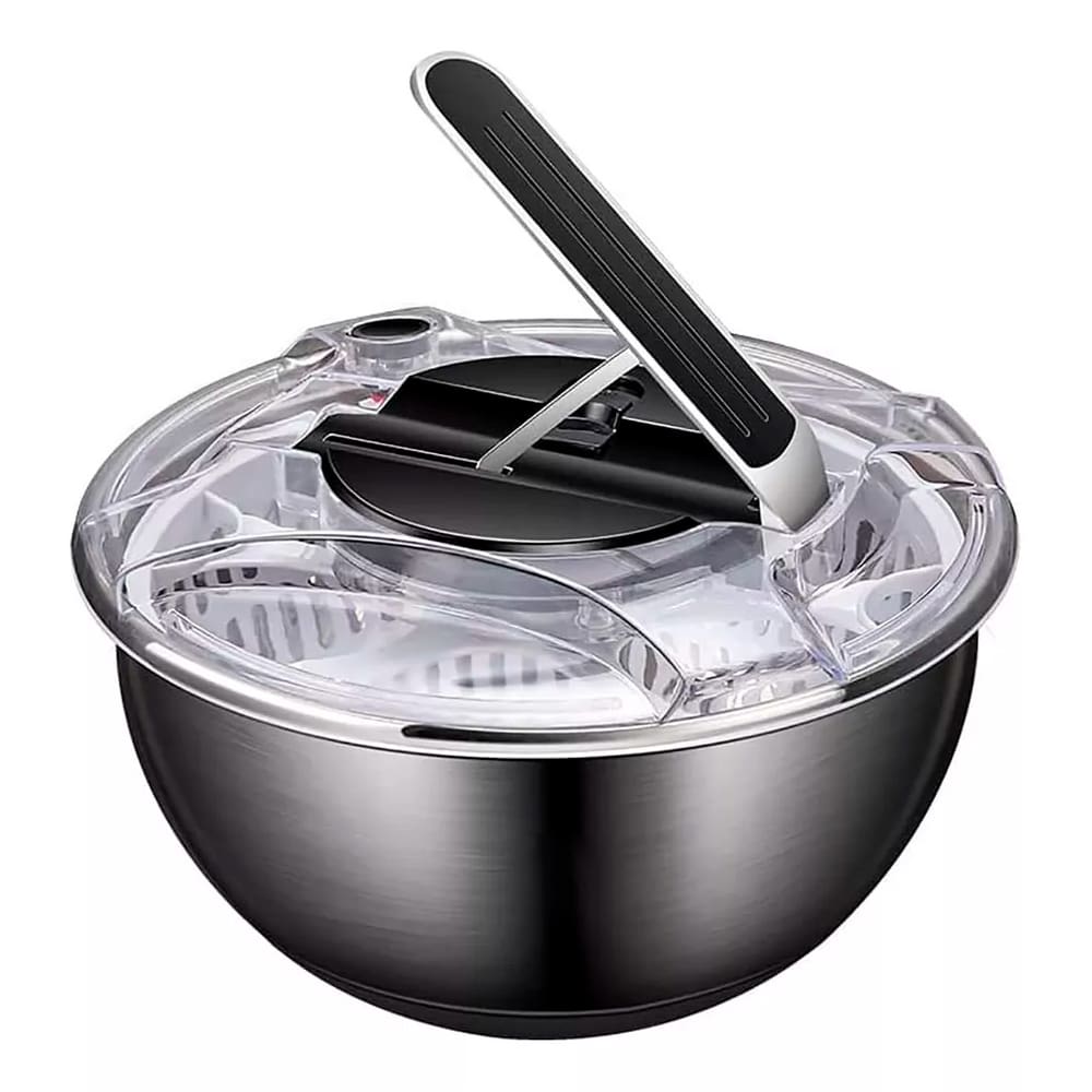 Centrifuga Seca Saladas Folhas Legumes Inox Secadora De Salada Manual 3,5 Litros Mimo Style