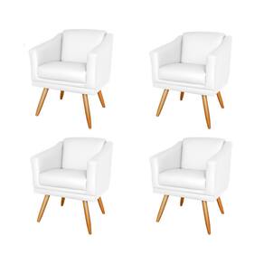 Kit 4 Poltronas Decorativa Valentina Sala Recepção Escritório Corino Bco