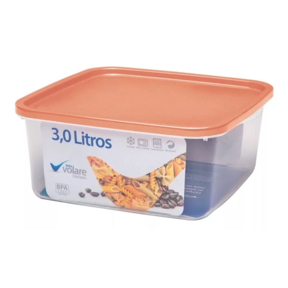 Pote Quadrado Transparente 3,0 Litros - Conjunto c/ 3 unid