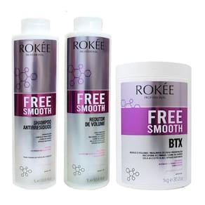 Kit ROKÉE Redutor de Volume + Shampoo Antirresíduos 1L+ Botox Free Smooth 1KG