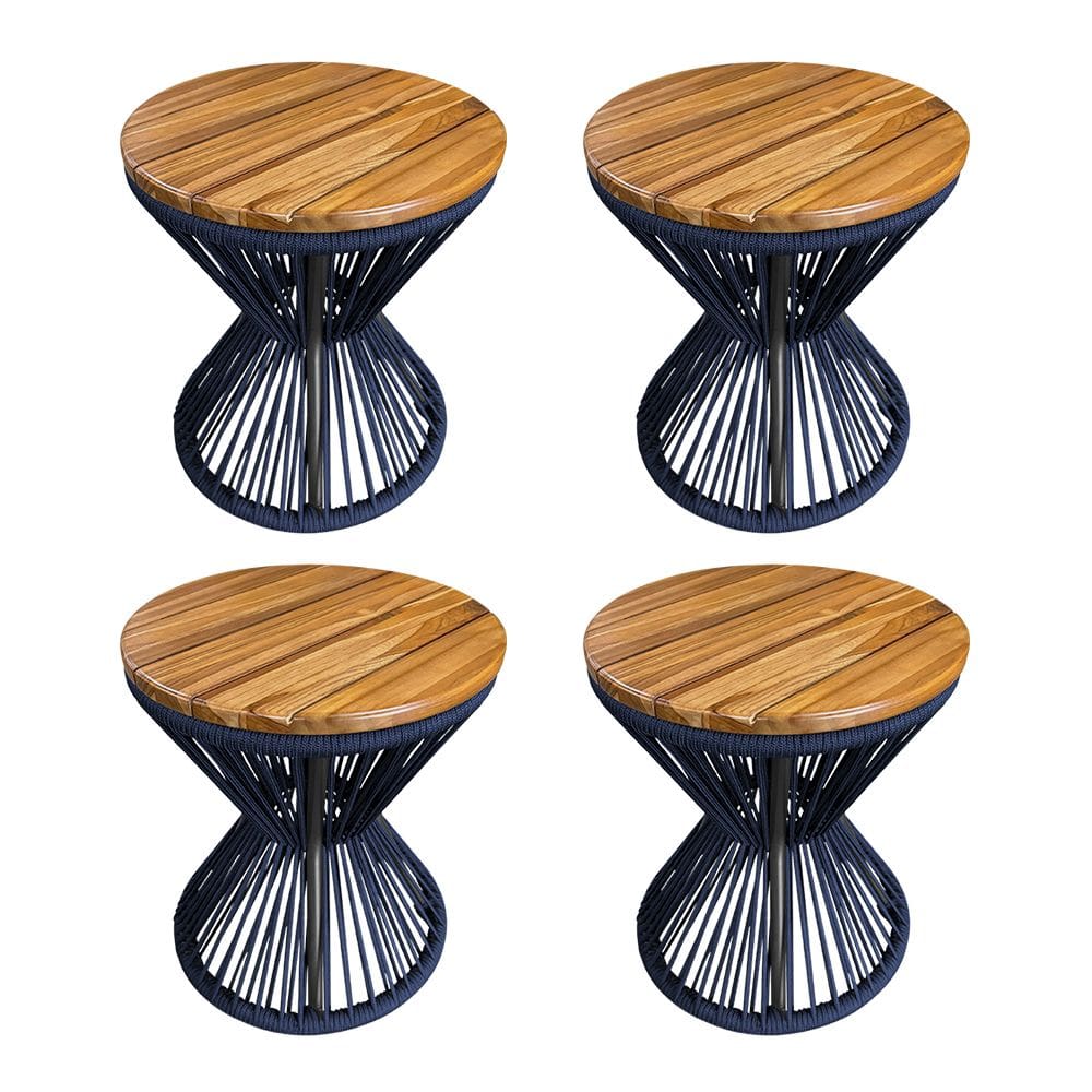 Kit 4 Puffs Ampulheta Alumínio Corda Náutica Azul Marinho