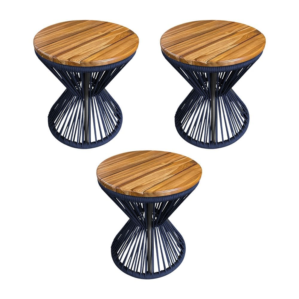 Kit 3 Puffs Ampulheta Alumínio Corda Náutica Azul Marinho