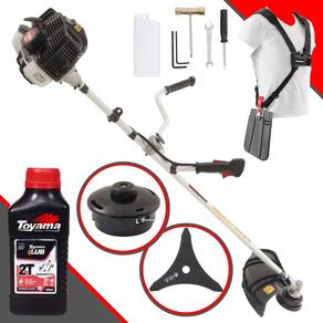 Cortador de Grama Profissional À Gasolina Kawashima KW52LE 52cc 2,5HP de Potência Motor 2T Roçadeira Com Lâmina 3 Pontas e Carretel + Óleo Toyama 2T