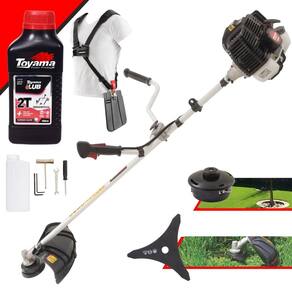 Roçadeira Profissional KW52LE Kawashima À Gasolina 2,5HP 52cc Alta Rotação Completa C/ Lâmina 3 Pontas e Carretel de Nylon + Óleo Toyama 2T