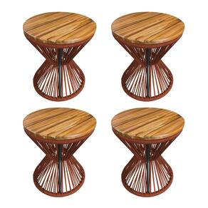 Kit 4 Puffs Ampulheta Alumínio Corda Náutica Terracota