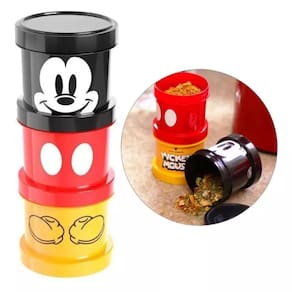Kit 3 Potes Ratinho Empilhável Lancheira Infantil - Plasútil