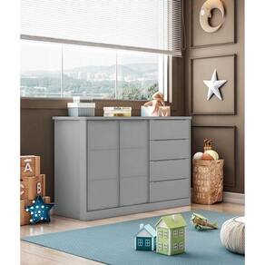 Cômoda Pérola com portas Cinza - Phoenix Baby