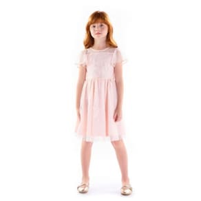 Vestido telinha com aplicação de florzinhas Kiki Xodó