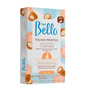 Folhas Prontas Para Depilação Corporal Pernas Braços Depil Bella Argan 16 Unidades