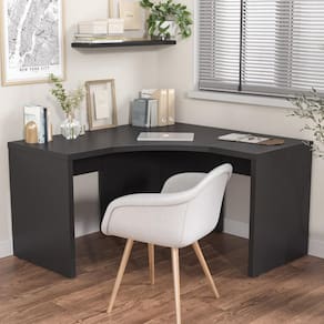 Mesa de Escritório em L Tamburato Acabamento em Bp 135cm Ficus CabeCasa MadeiraMadeira Preto