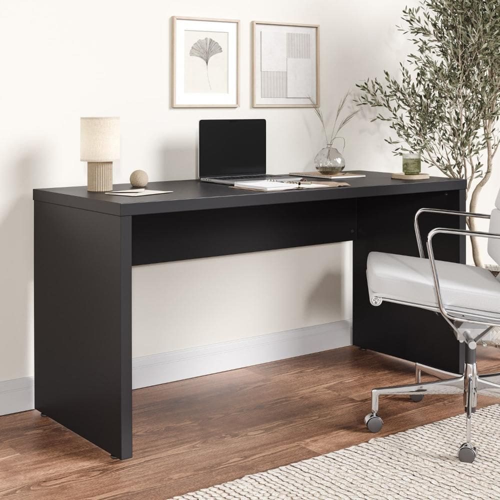 Mesa de Escritório em Tamburato Acabamento em Bp 150cm Ficus CabeCasa MadeiraMadeira Preto