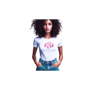 Camisetas de Poliester Branca Personalizadas Outubro Rosa