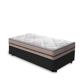 Cama Box Solteiro King Preto + Colchão De Molas Ensacadas - Anjos - Classic - 96x203x55cm
