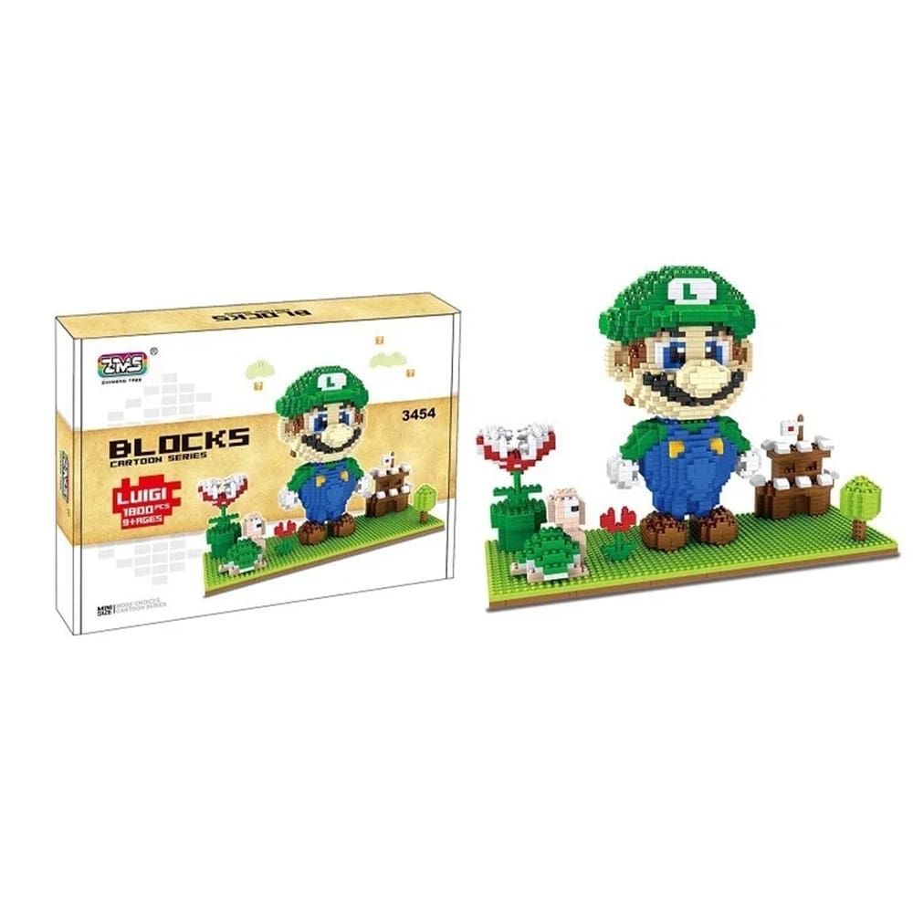 Luigi Bloco De Montar Super Mário Bros 1800 pçs Brinquedo