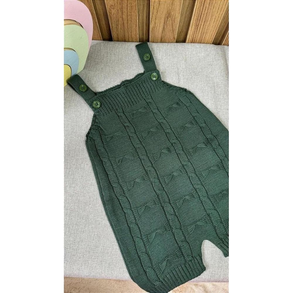 Jardineira Romper Trabalhado Verde Escuro