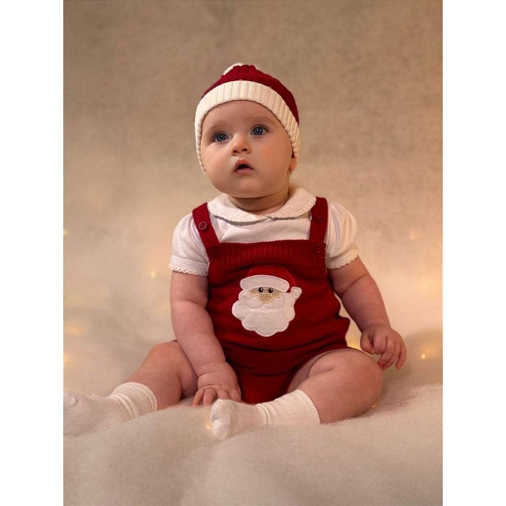 Jardineira Romper Natal Papai Noel Vermelho
