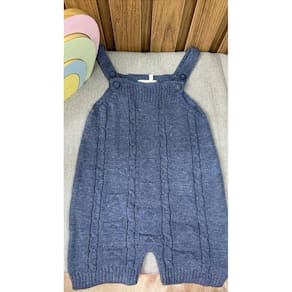 Jardineira Romper Trabalhado Azul Jeans