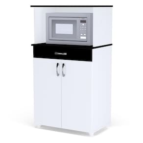 Bancada para Micro-ondas com 2 Portas Cassandra Branco Preto