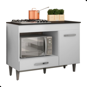 Bancada para Cooktop com Porta e Gaveta Madri Branco