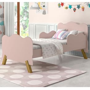 Cama Infantil Nuvem Rosa com Proteção Lateral