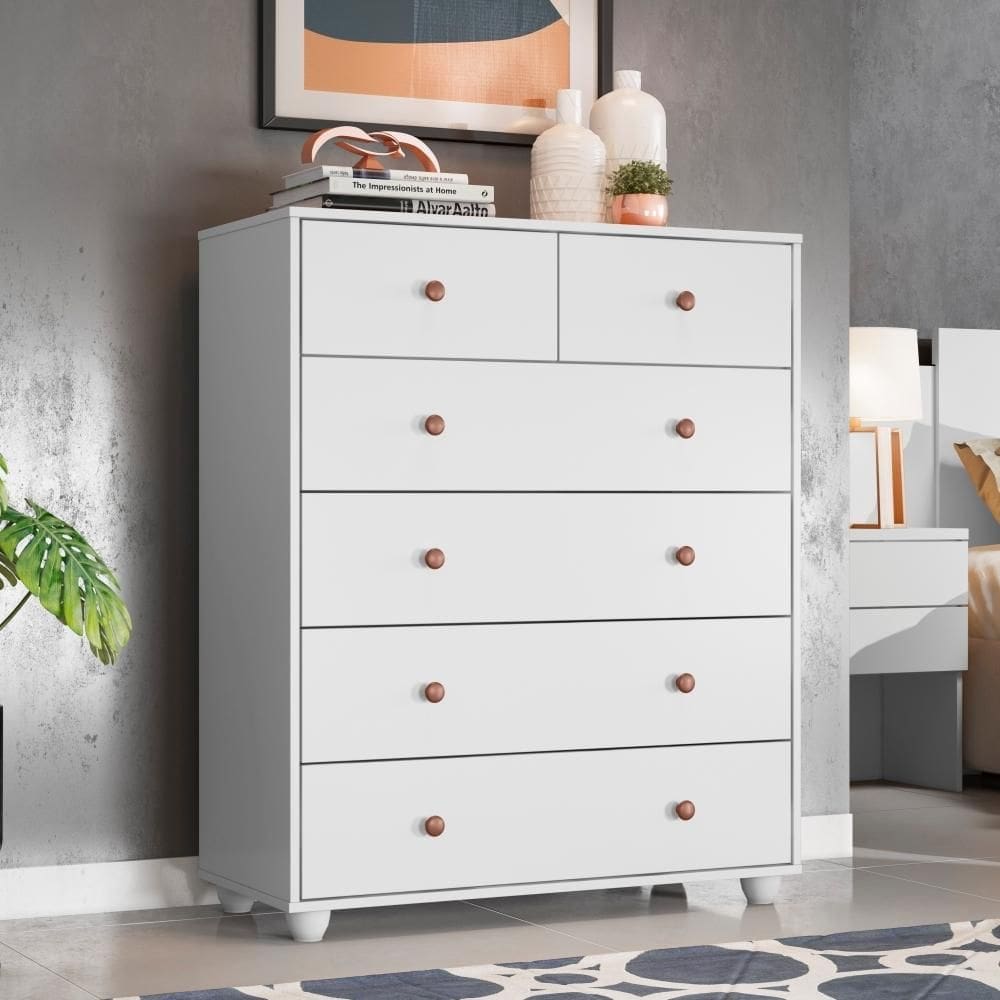Cômoda Retrô Itally Branco 6 Gavetas