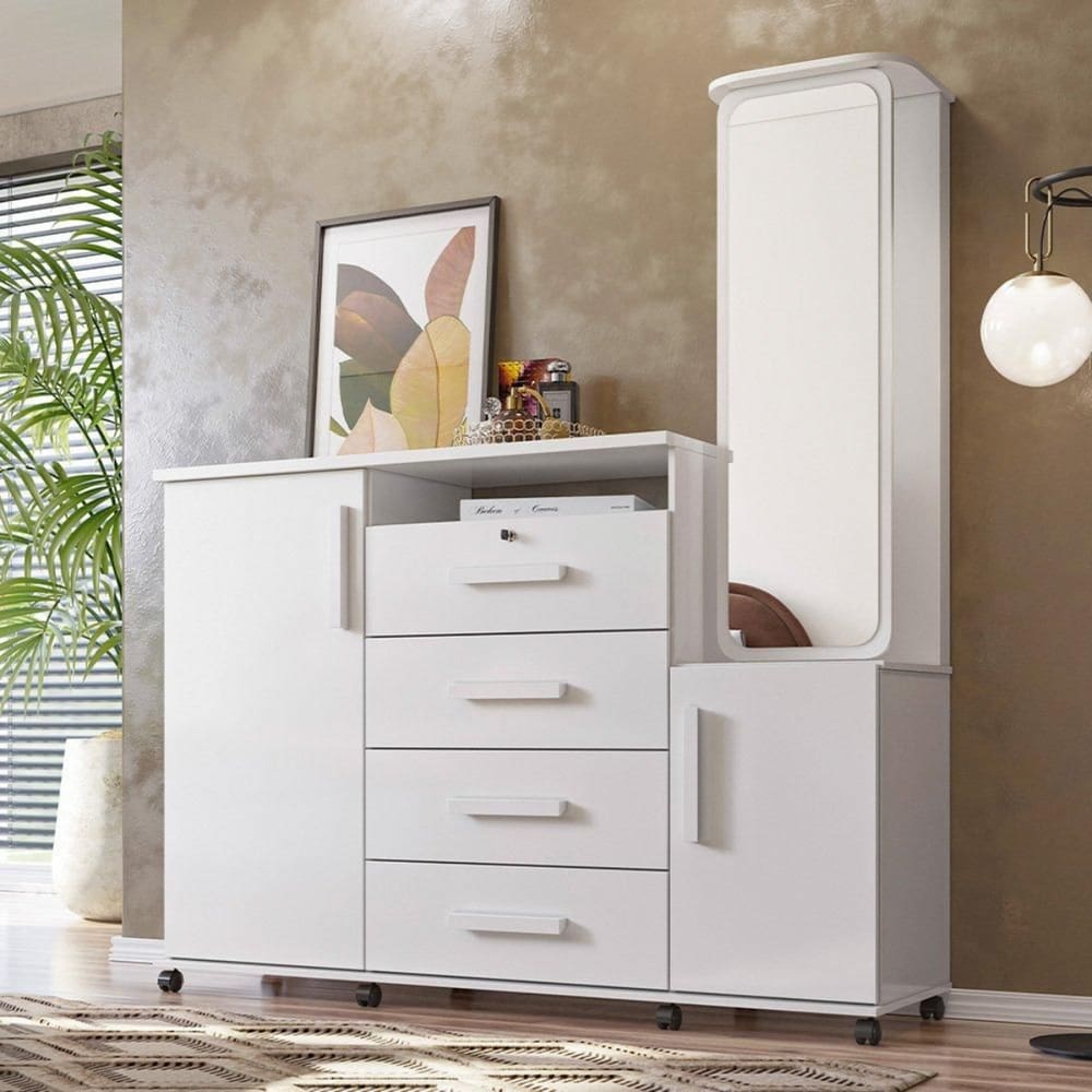 Cômoda Copacabana 2 Portas 4 Gavetas Branca