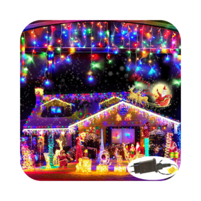 Cascata 400 Led 8 Funções Prova D`água Colorido 31v Bivolt Fio Branco 10m Uso Externo Natal