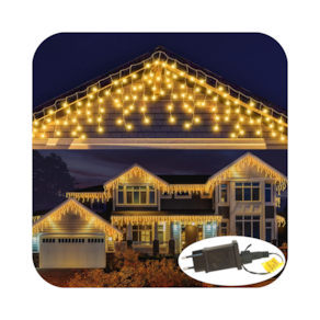 Cascata 400 Led 8 Funções Prova D`água Branco Quente 31v Bivolt Fio Branco10m Uso Externo Natal