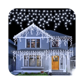 Cascata 400 Led Fixo Prova D`água Bivolt Branco Frio Fio Branco 10m Uso Externo Natal