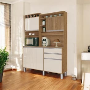 Cozinha Moderna 05 Portas Milano Freijó e Off White