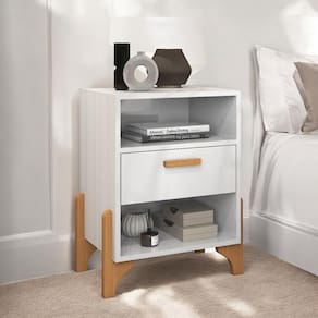 Mesa de Cabeceira Elegante com Gaveta Vancouver Branca