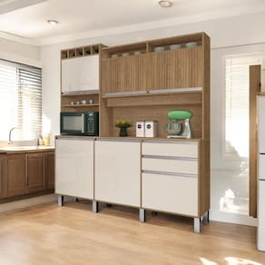 Cozinha Moderna 06 Portas Milano Freijó e Off White