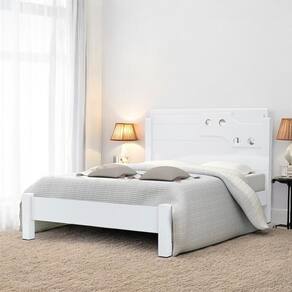 Cama Casal com Aplique Espelho Colônia Branca
