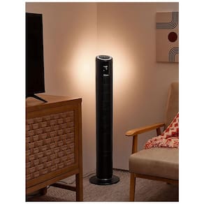 Ventilador de Torre Oscilante com 5 Velocidades, 4 Modos, Controle Remoto e Temporizador de 8H, 110V 69W, Holmes, Preto
