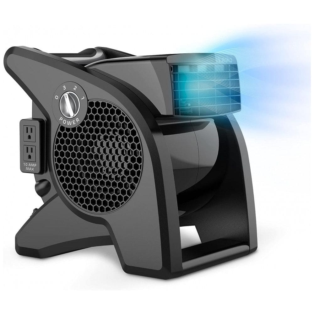 Ventilador Giratório para Ventilação, Exaustão e Secagem com 2 Tomadas CA, Disjuntor com Reinicialização e 3 Velocidades, 110V, Lasko U15617, Cinza