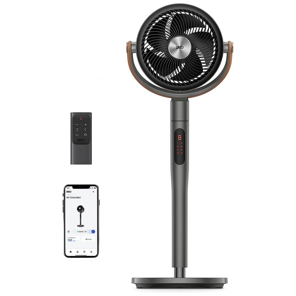 Ventilador de Piso com Controle Remoto, Silencioso e Controle de Voz Wi Fi, 110V 36W, Dreo DRHAF003S, Cinza