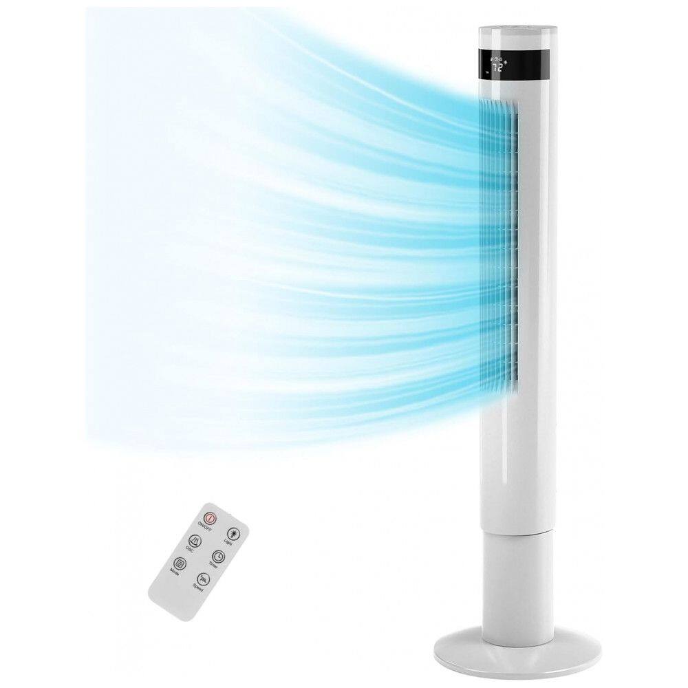 Ventilador de Torre com Controle Remoto, 3 Modos de Vento e Display LED, 110V 30W, RWFLAME, Branco - 110V