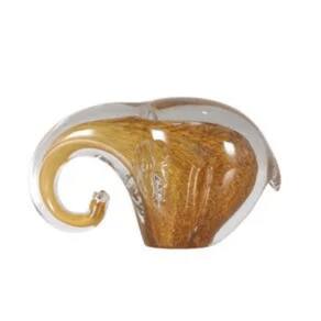Escultura Elefante Decorativo em Vidro Ambar 12cm BTC