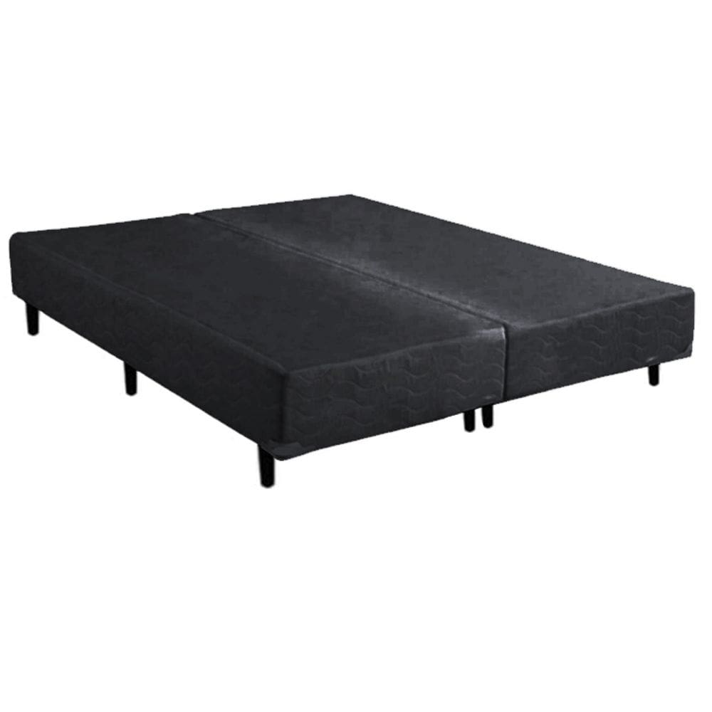 Base Box Bipartido Casal Suede Preto 37X138X188 AN