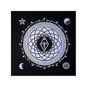 Toalha Leitura Tarô Elemental Magia Astral Preta e Cinza