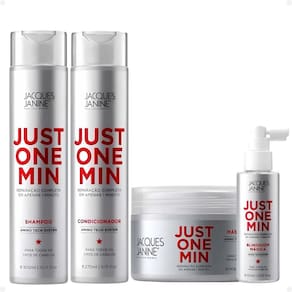 Kit Jacques Janine Just One Min: Shampoo, Condicionador, Máscara 240g e Blindagem 60ml