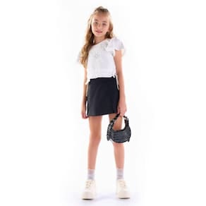Conjunto blusa com brilho e shorts saia Menina Anjo